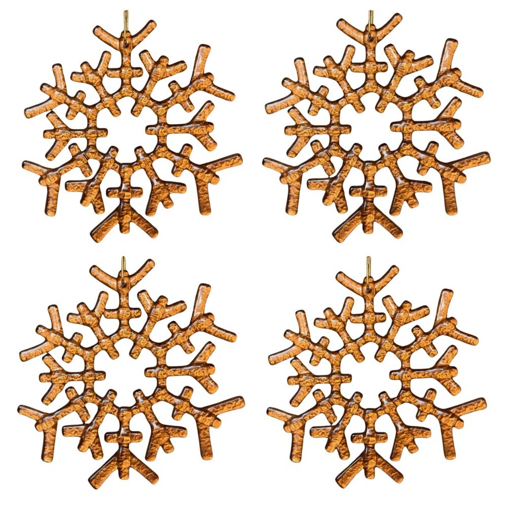 ❄Restoration Hardware Glass Snowflake Christmas Ornaments - 4 Large